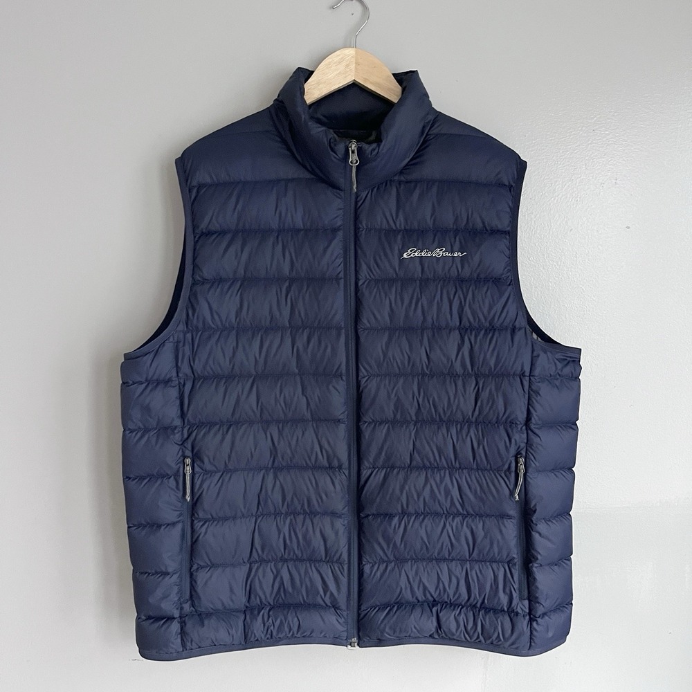 Eddie Bauer Navy Down‎ Puffer Vest Men's EB650 Quilted Packable Full Zip XL